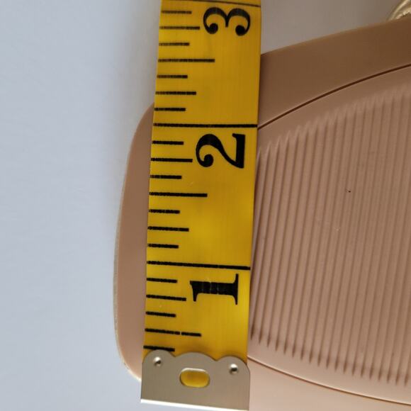 Metallic Slide Sandals Block Heel Square Toe Braided Size 10 Champagne Gold Y2K - Picture 8 of 8